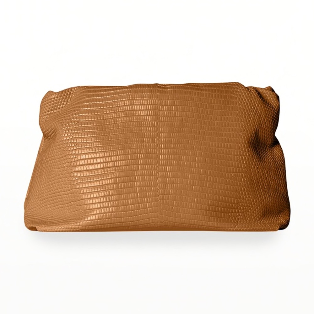 Authentic The Row Bourse Genuine Lizard Clutch Bag in Caramel